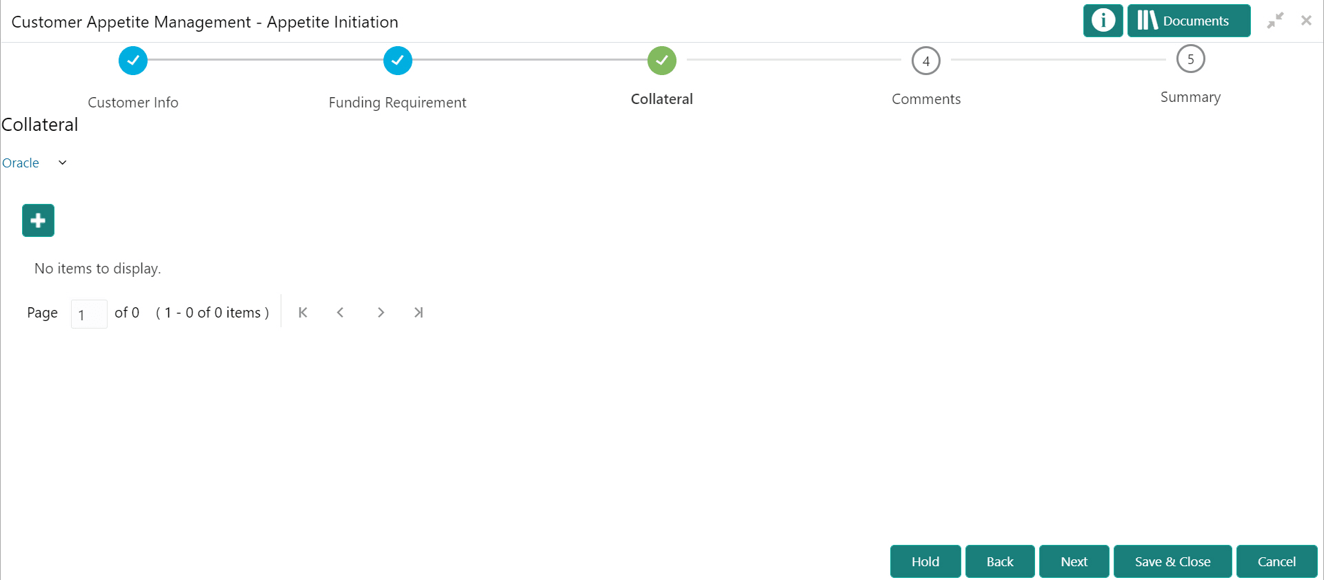 Add action for Collateral details