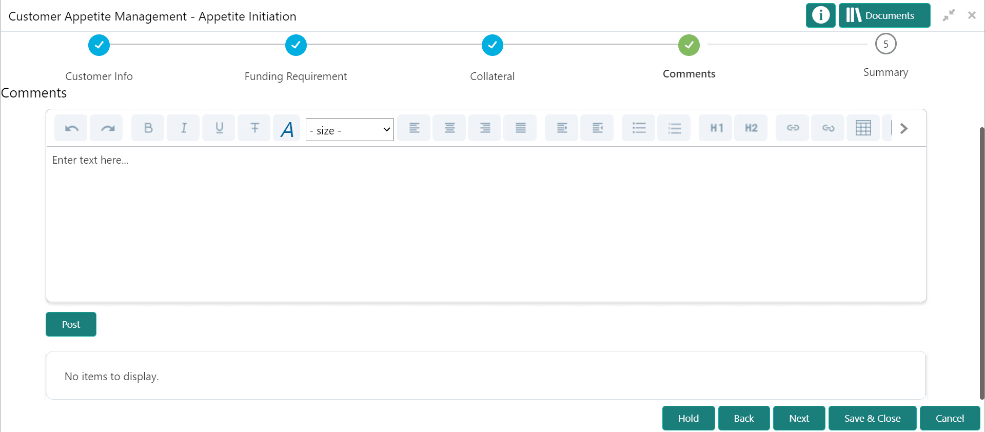 Overall Comments for Initiation Collateral