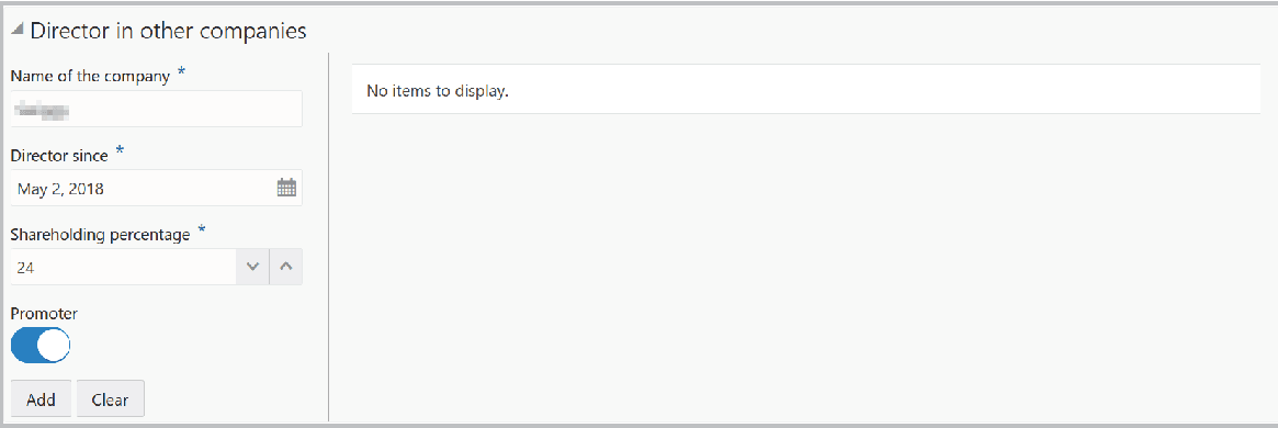 Add and Clear Options for Director in other companies
