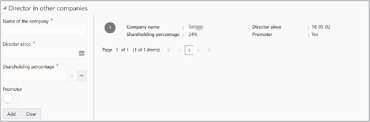 Add and Clear Options for Director in other Companies