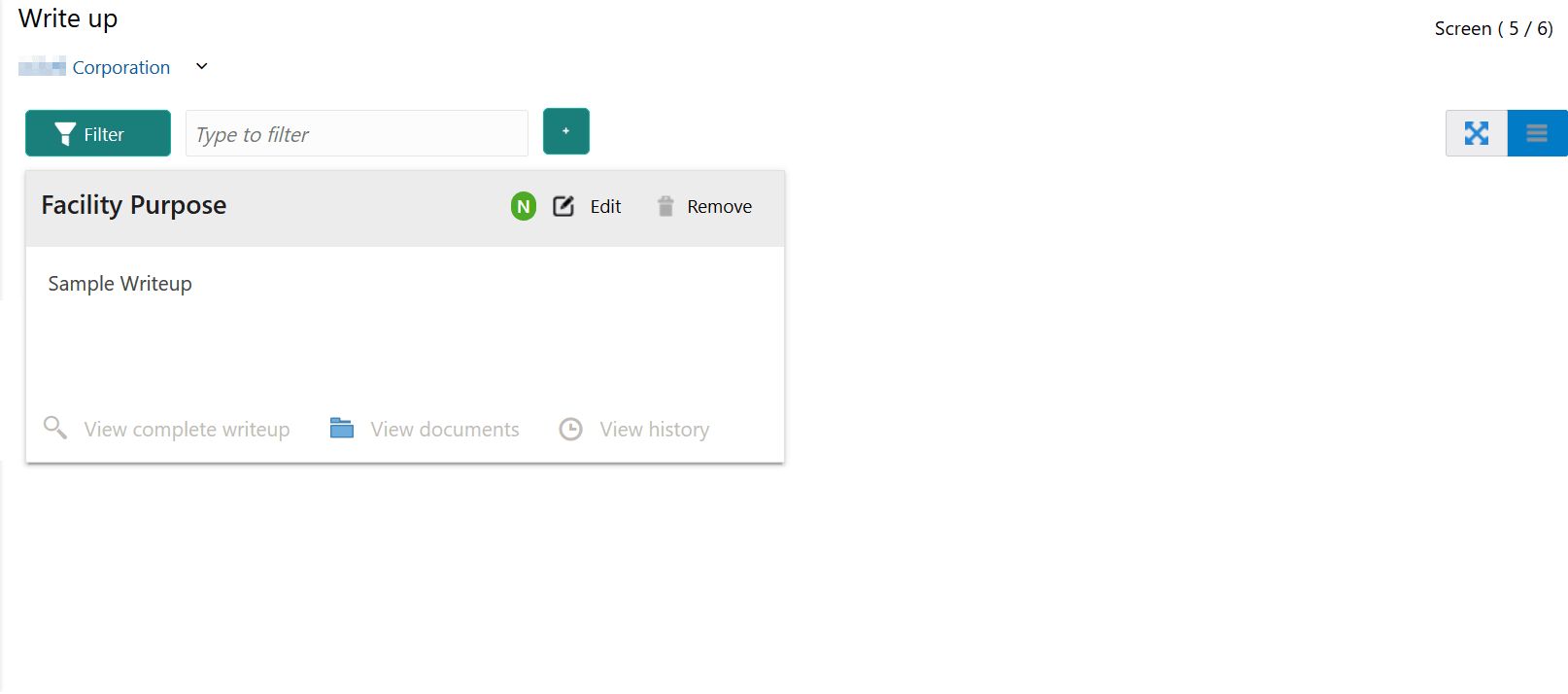 Edit and Remove Actions of Facility Purpose