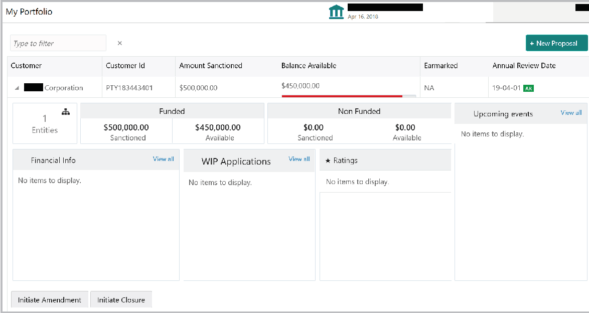 My Portfolio Amendment Initiation