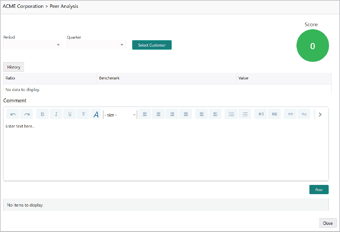 Overall Comments for Peer Analysis