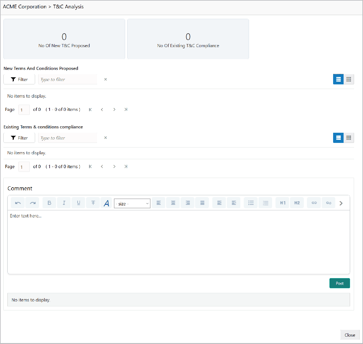 Overall Comments for T&C Analysis