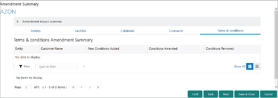 Terms & Conditions of the Amendment Summary