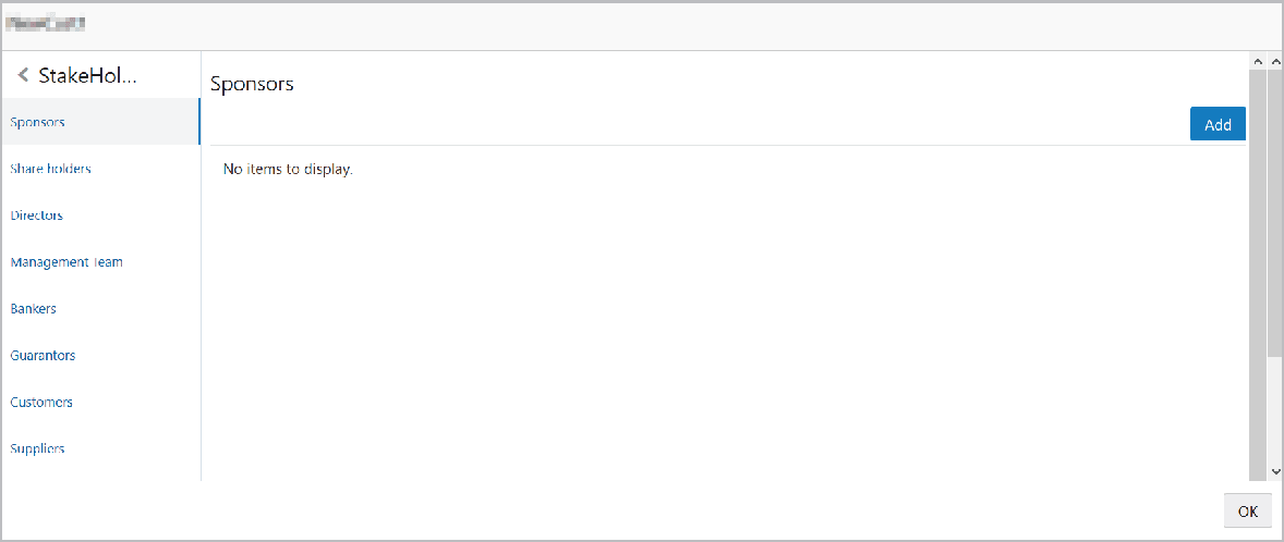 Stakeholder Sponsor details