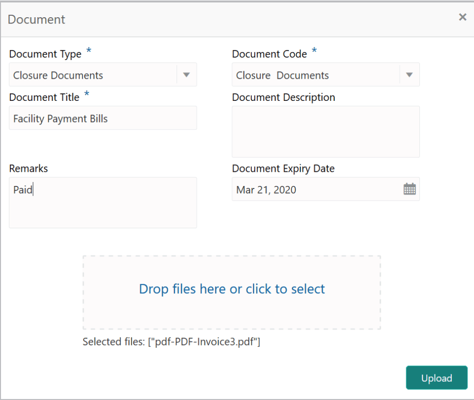Documents details such as Document Type and Document Code