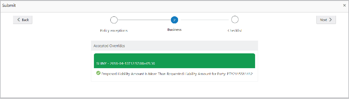 Business Accepeted Overrides
