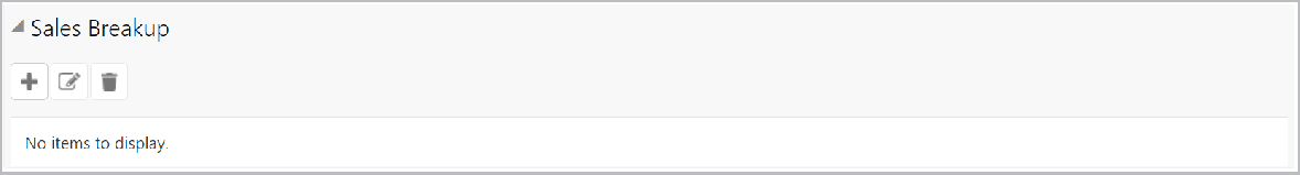 Add, Edit Delete Options for Sales Breakup