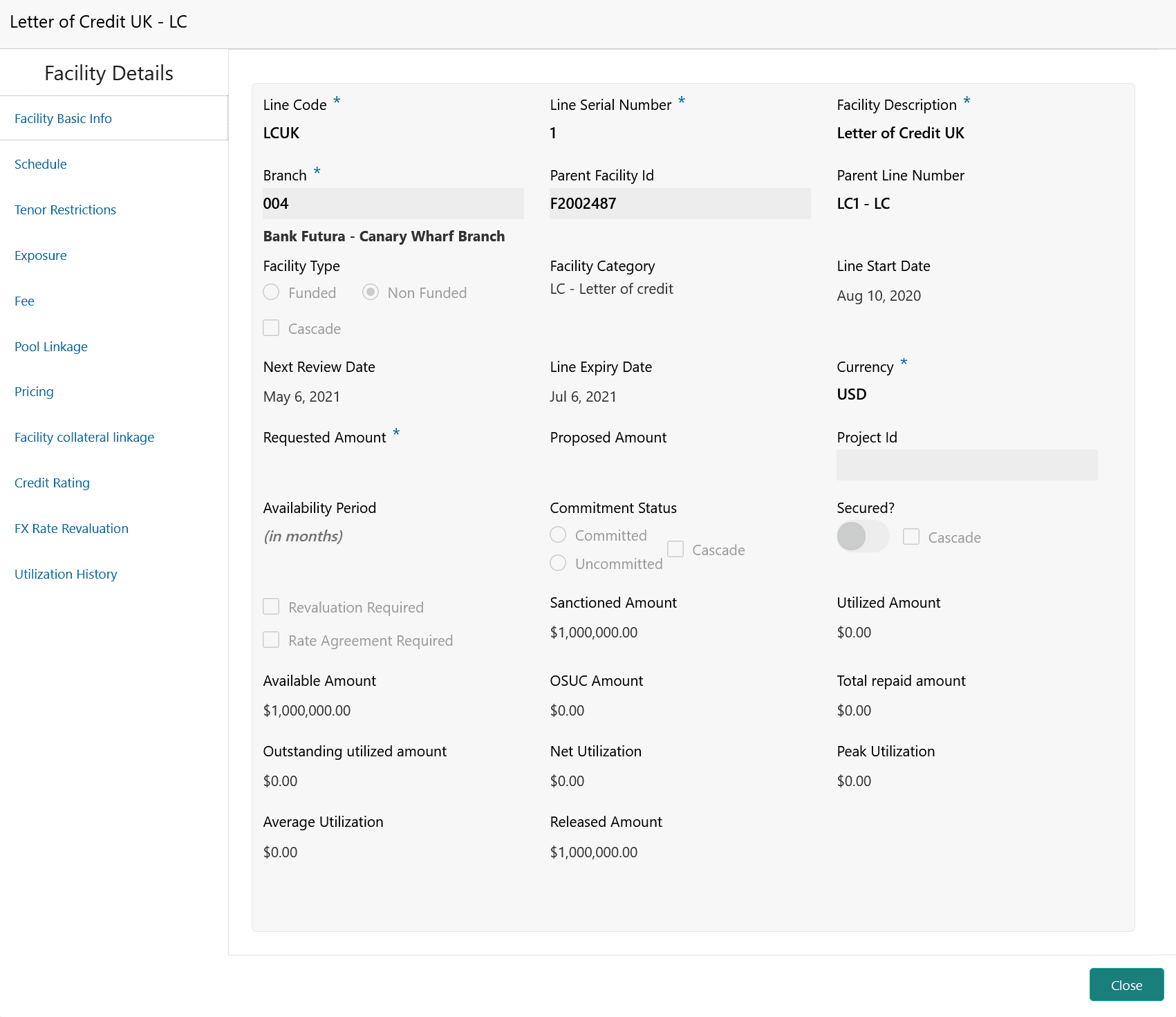 Facility configuration