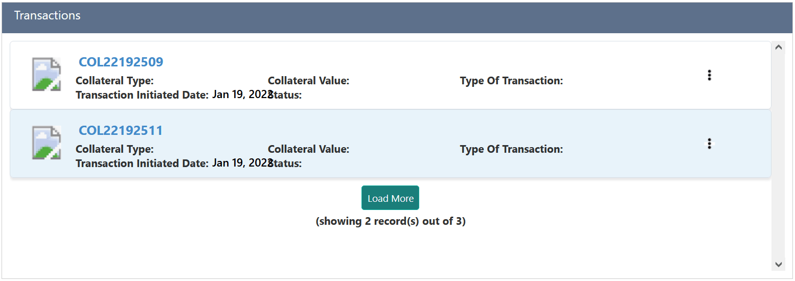 Transactions on collateral