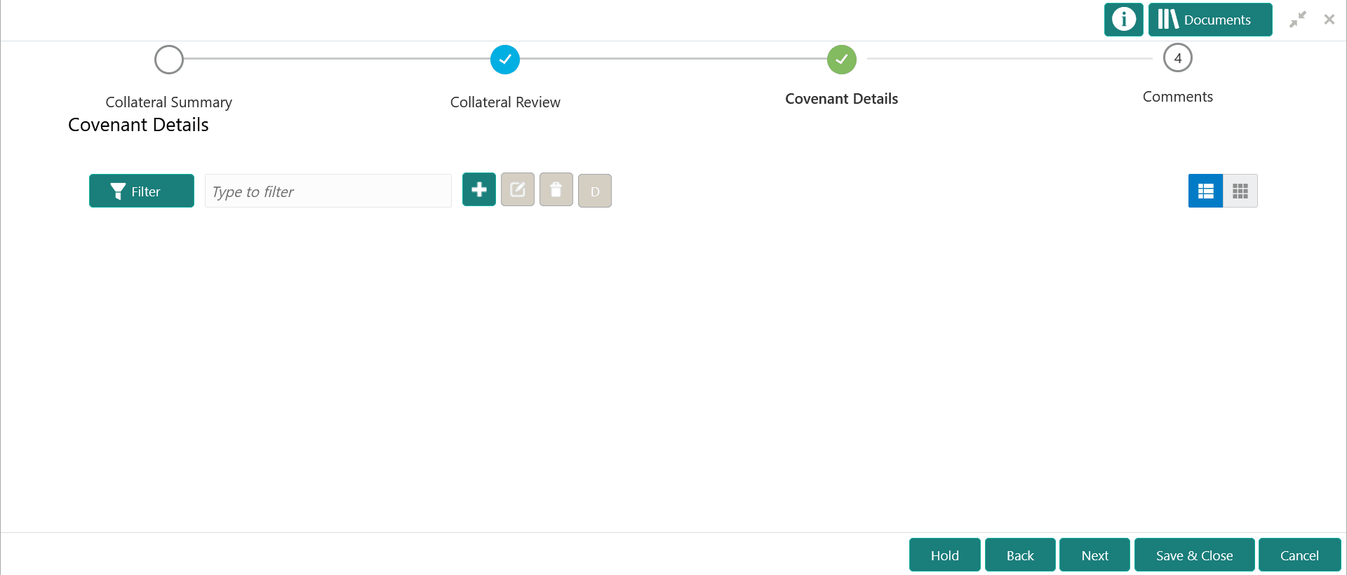 Option to add and manage covenants