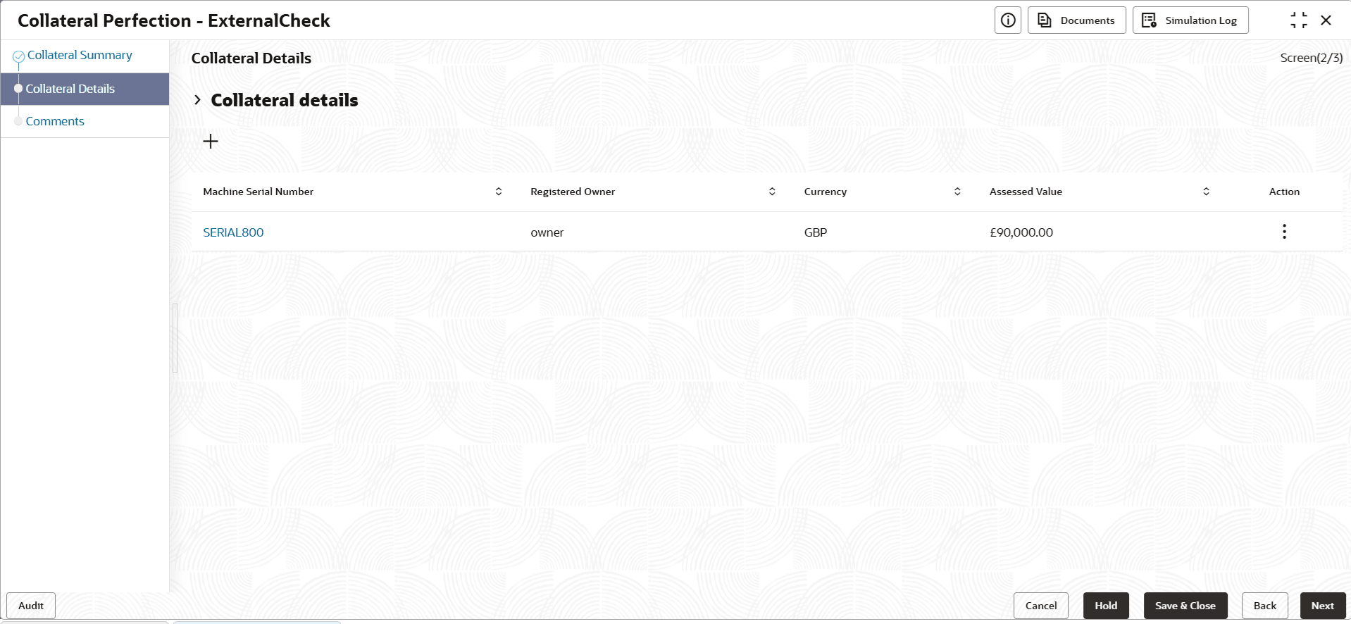 Edit and View collateral details