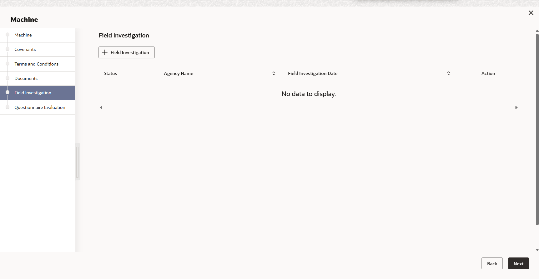 Option to capture field investigation details
