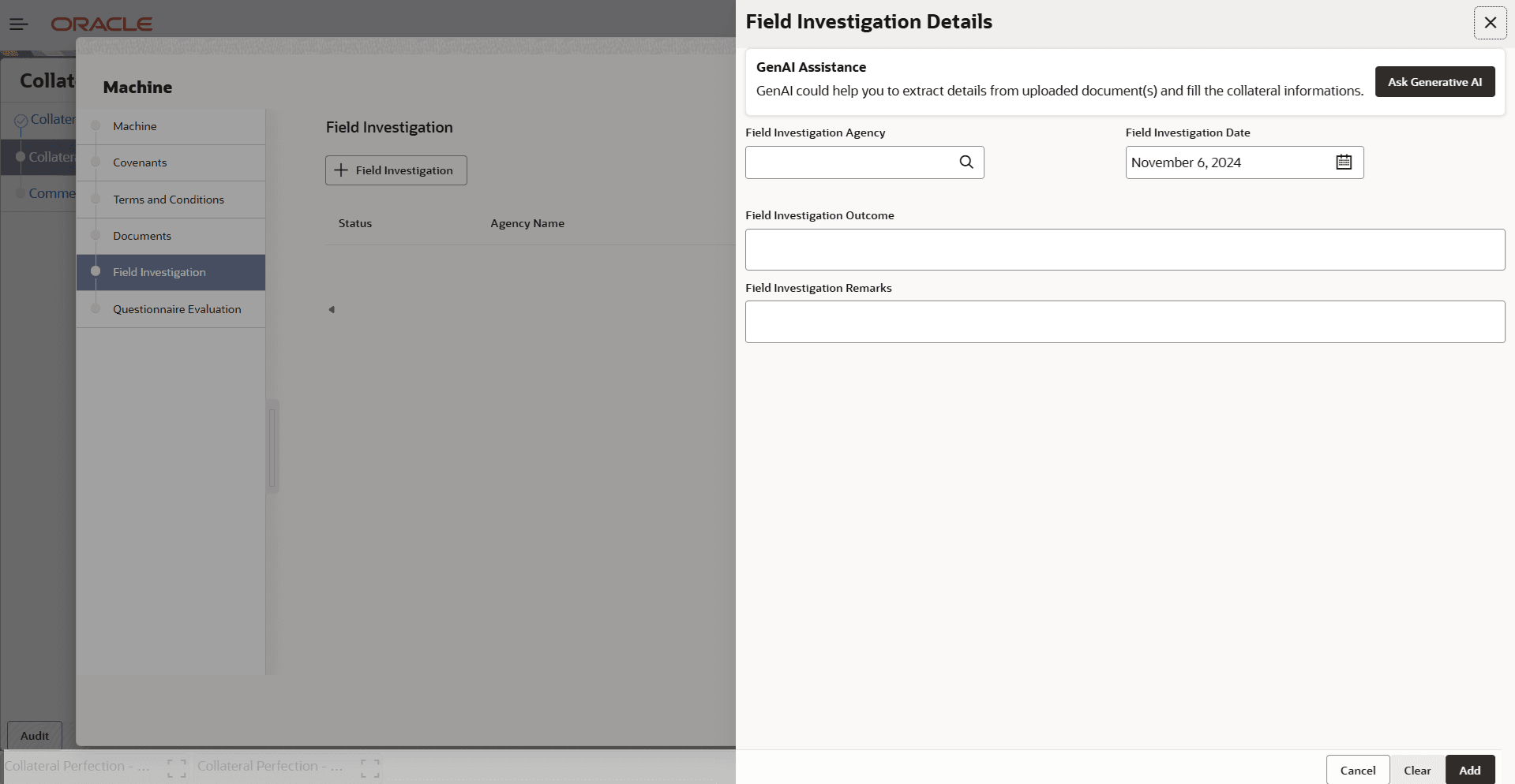 Options to Edit, View, and Delete field investigation details