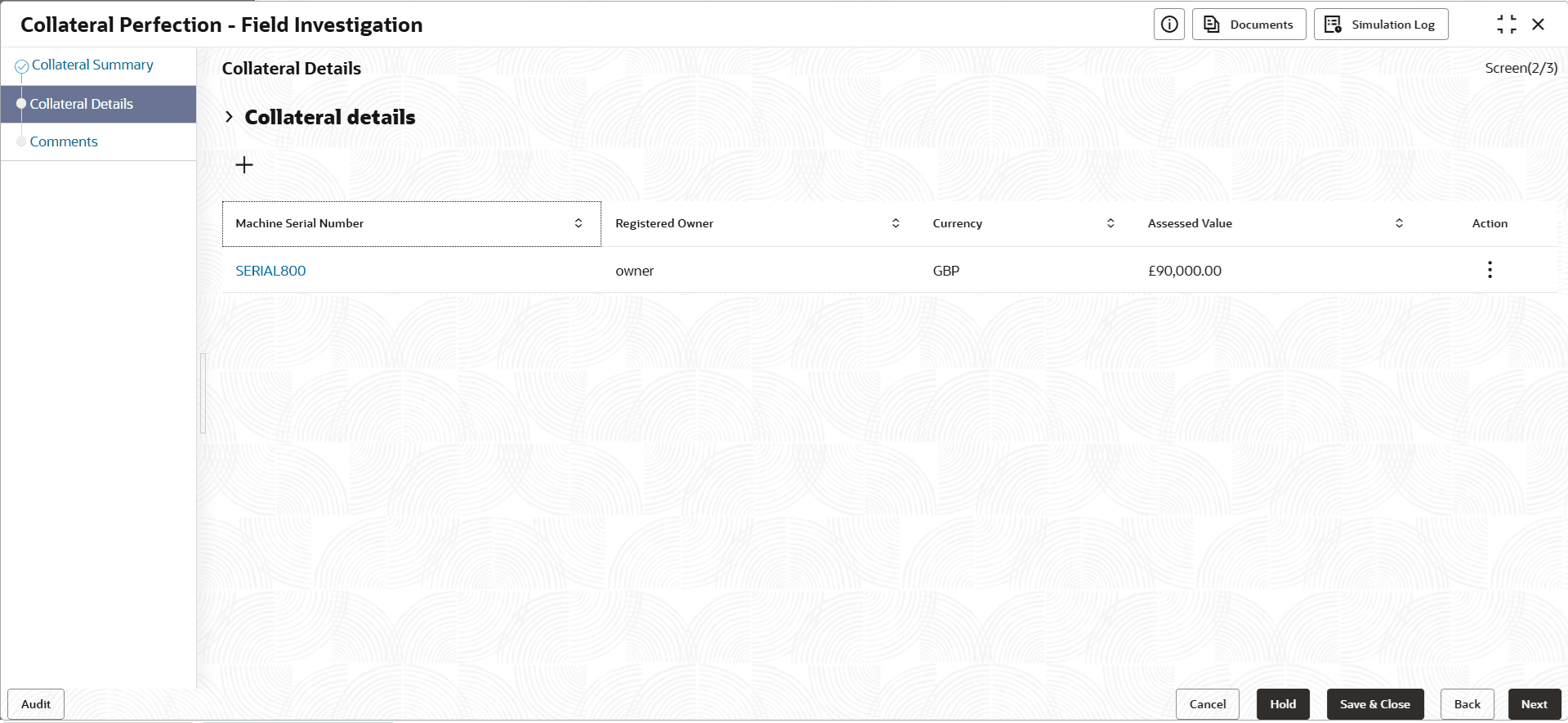 Edit and View collateral details