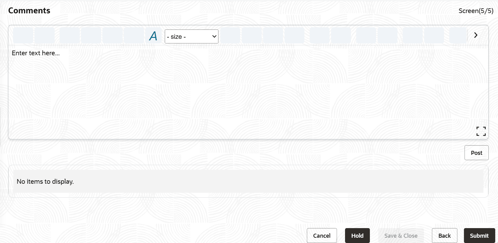 Option to post comment for the stage