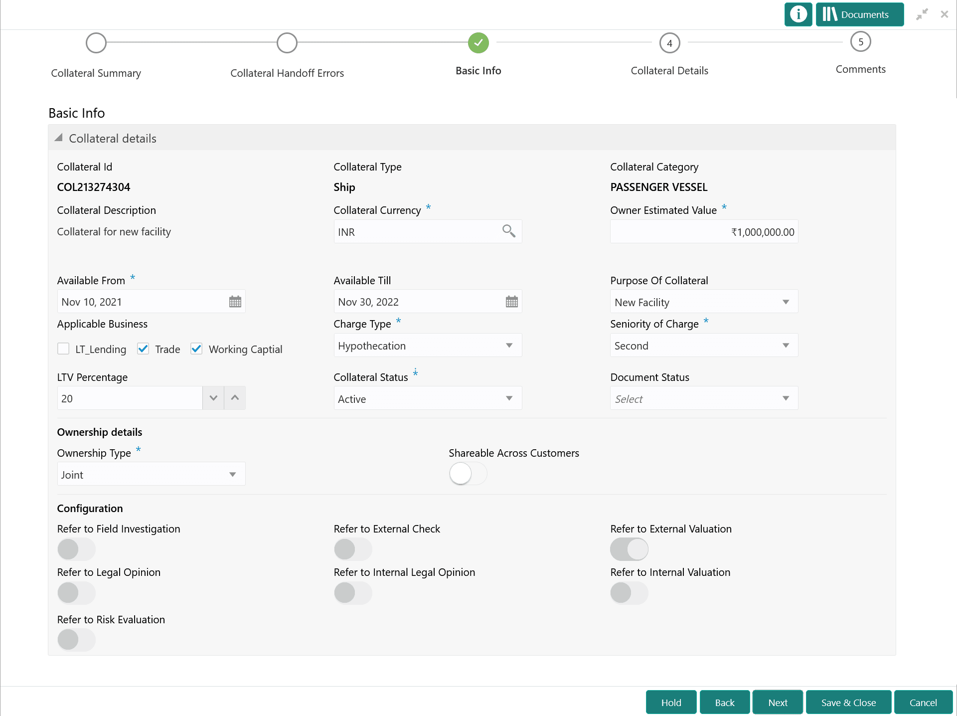Collateral basic details