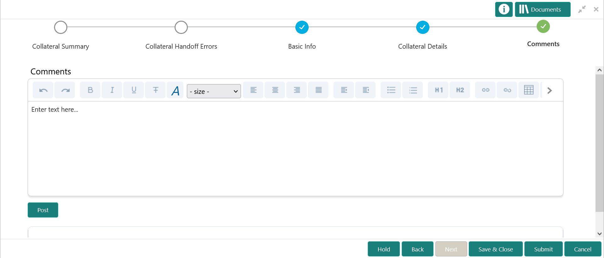 Option to post comments for the stage