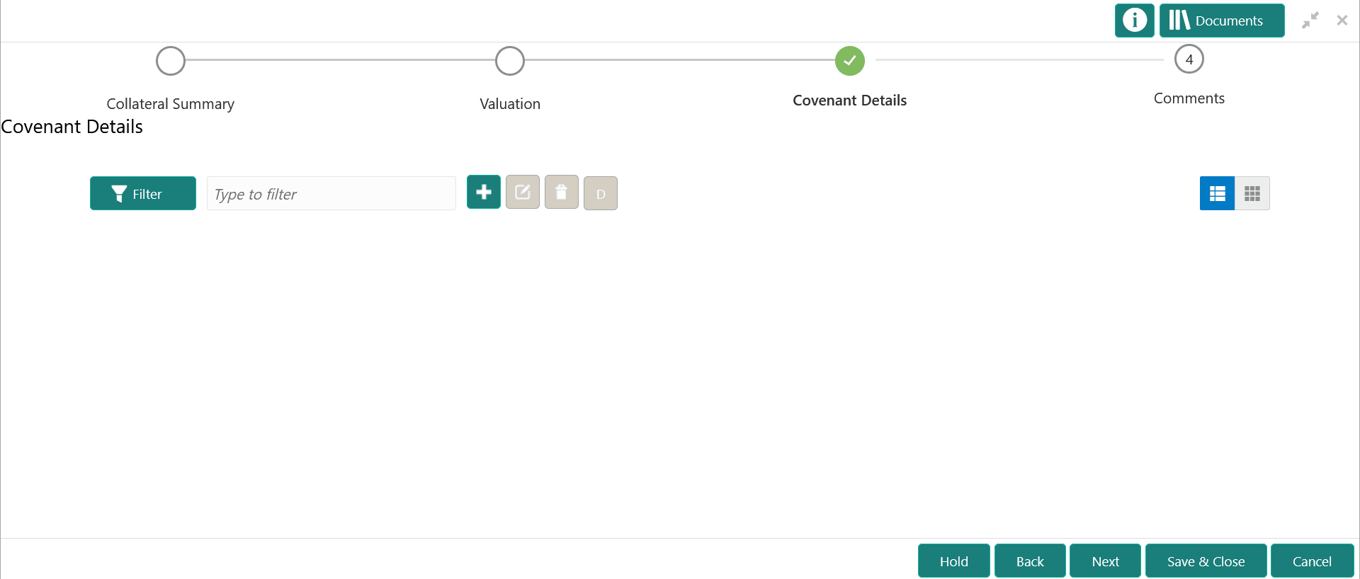 Option to add and manage covenants