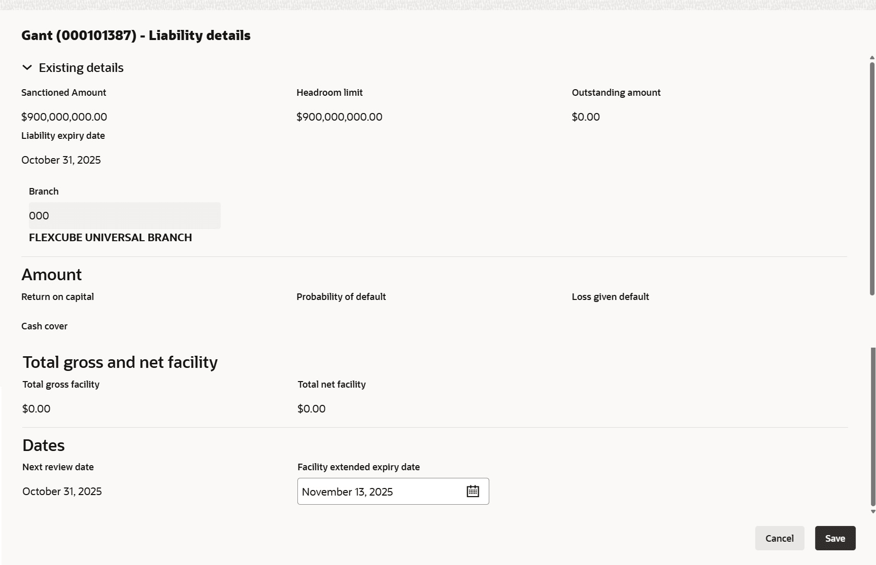 Option to specify Facility Expiry Date Extension