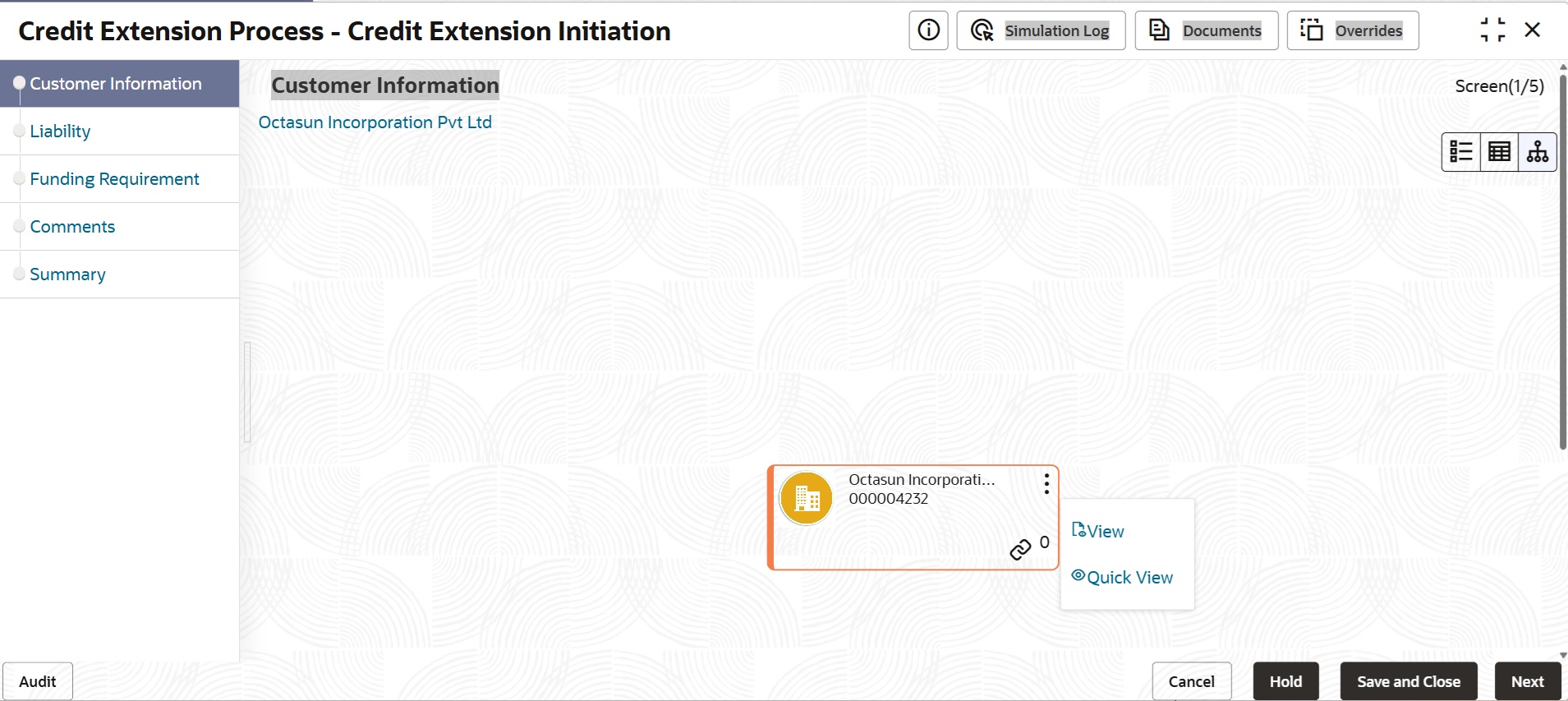 List view of Customer Creation data segment