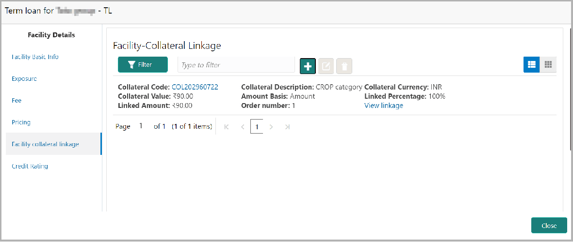 Add, Edit and delete actions for Facility details