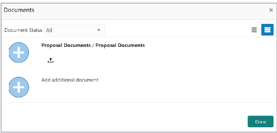 Documents details such as Proposal documents and Additional doc