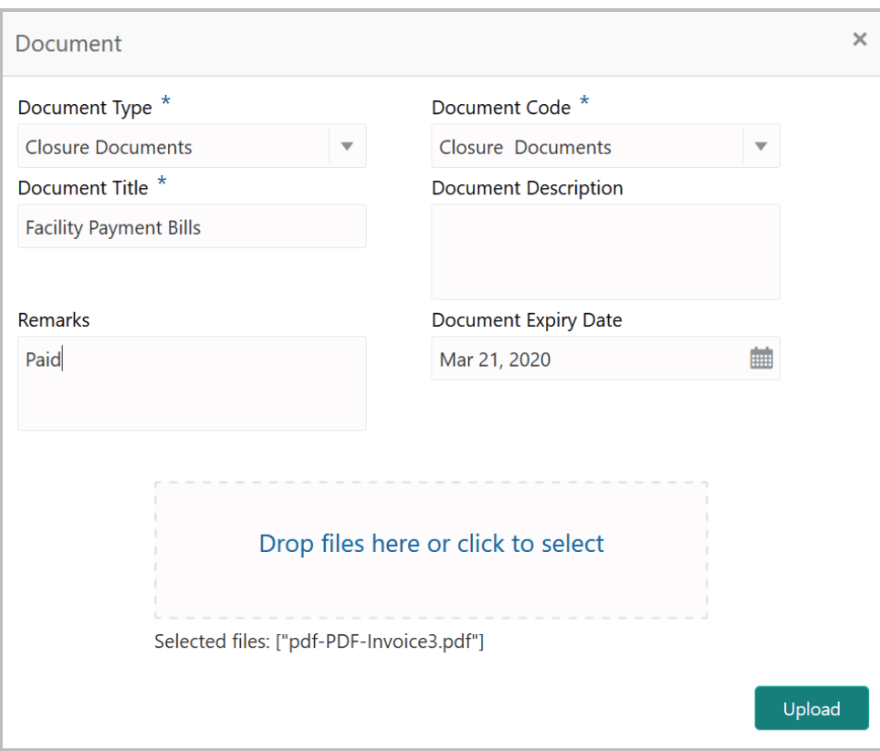 Document Details such as Document type and Document Code