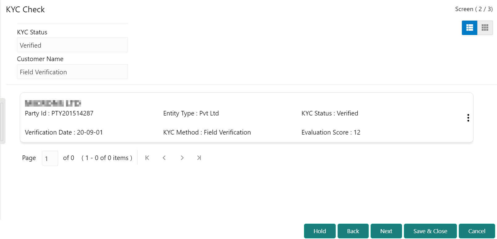 KYC status KYC Evaluation