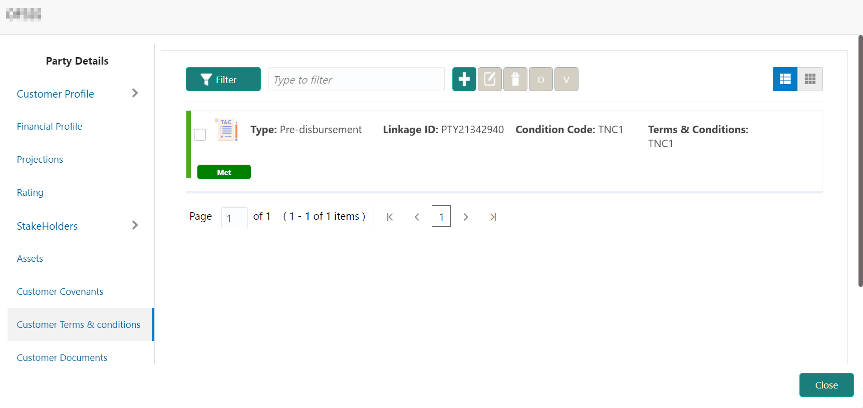 Add, Edit and Delete Options for Terms and Conditions