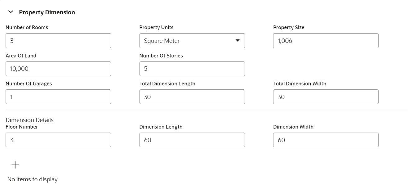 Option to edit, view, and delete property dimension details