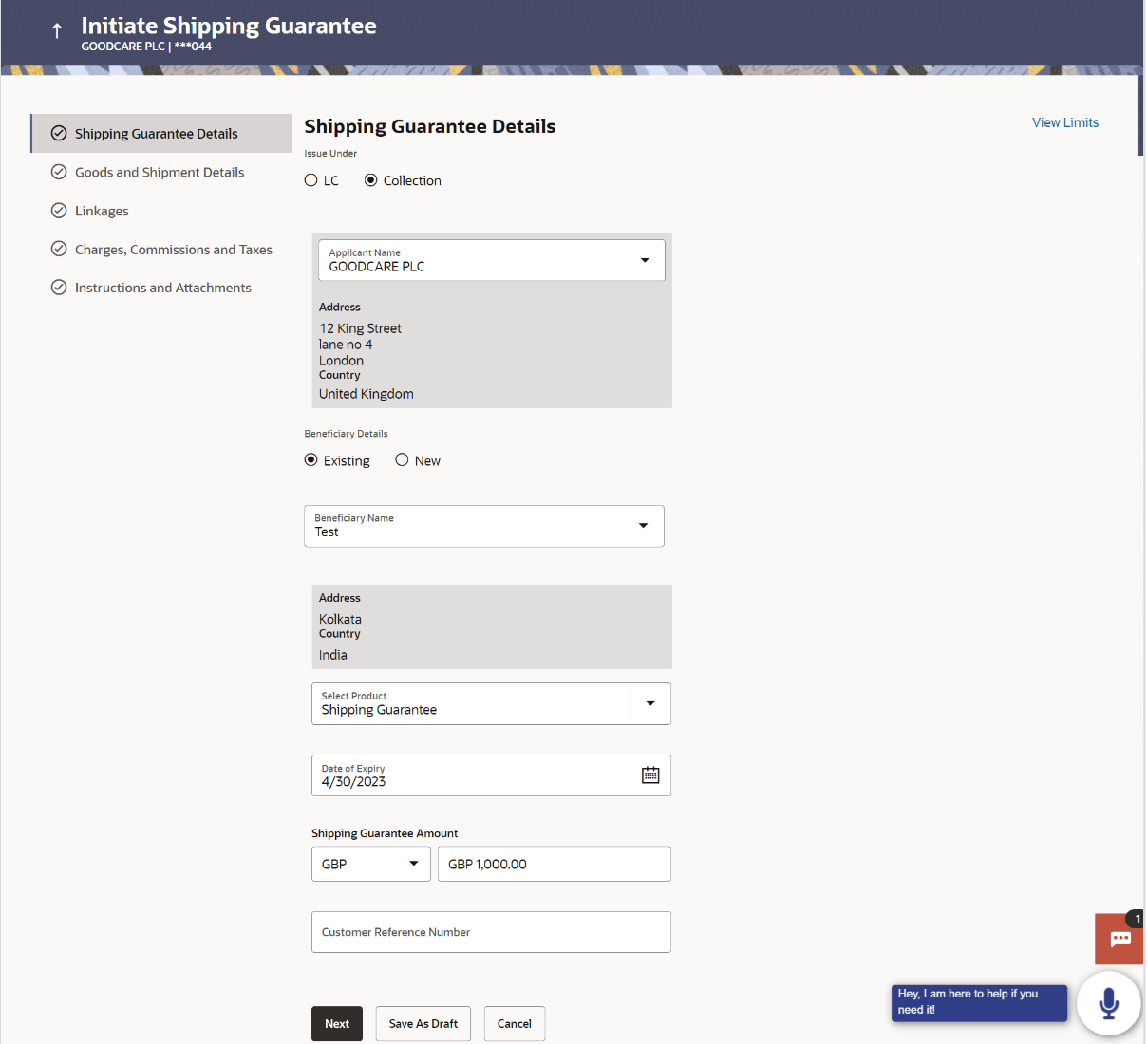 Description of initiate-shipping-guarantee-shipping-guarantee-details.png follows