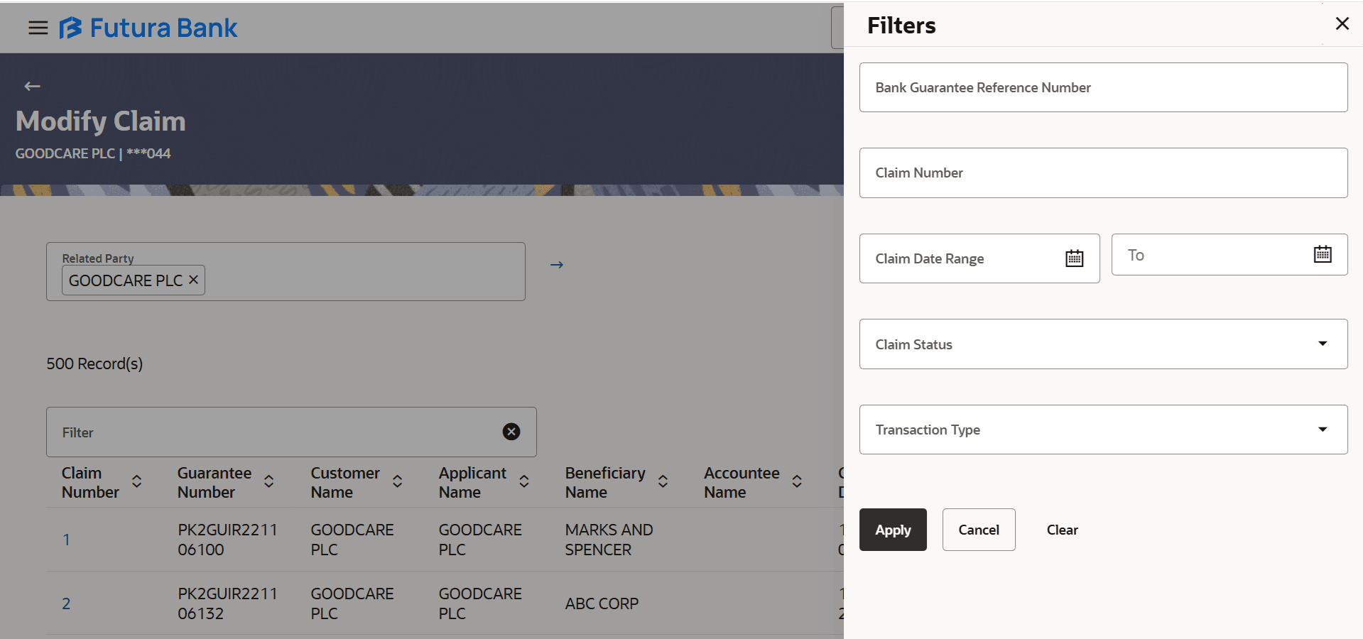 Description of modify-claim-filter.png follows