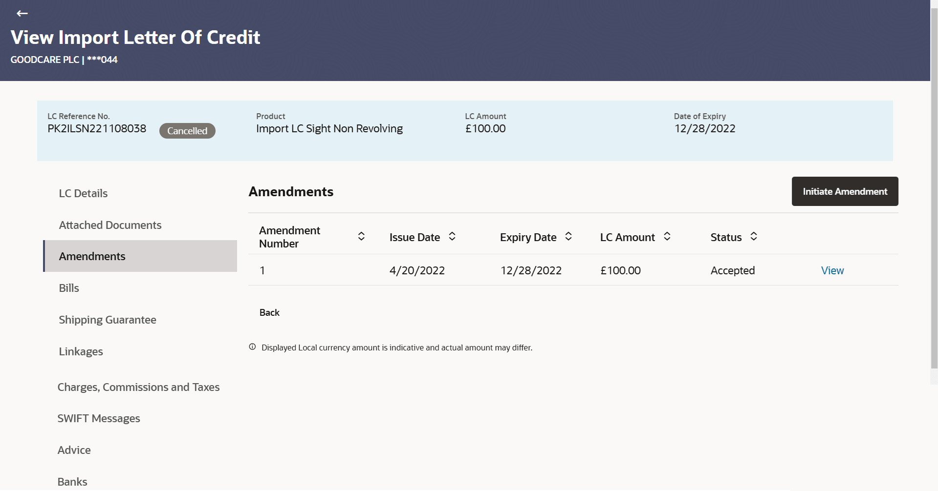 Description of view-import-lc-amendment.png follows Description of view-import-lc-amendment.png follows