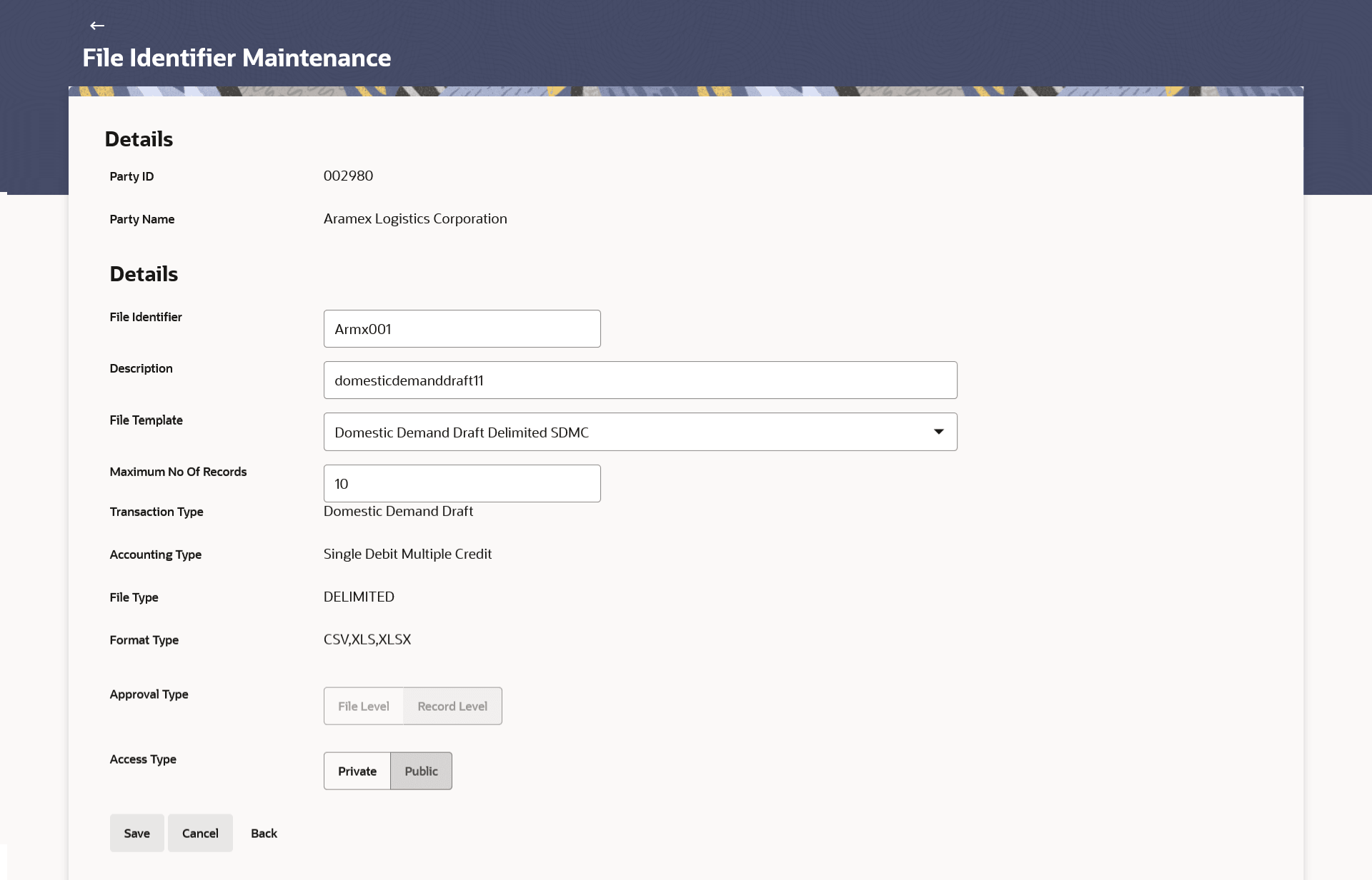 File Identifier Maintenance - Create File Identifier Maintenance - Create