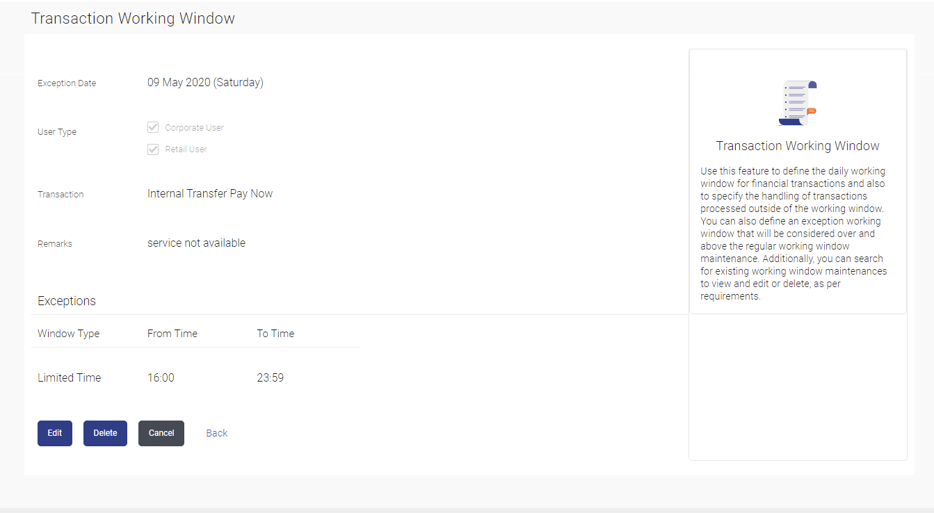 Search Exception Window- Detailed View