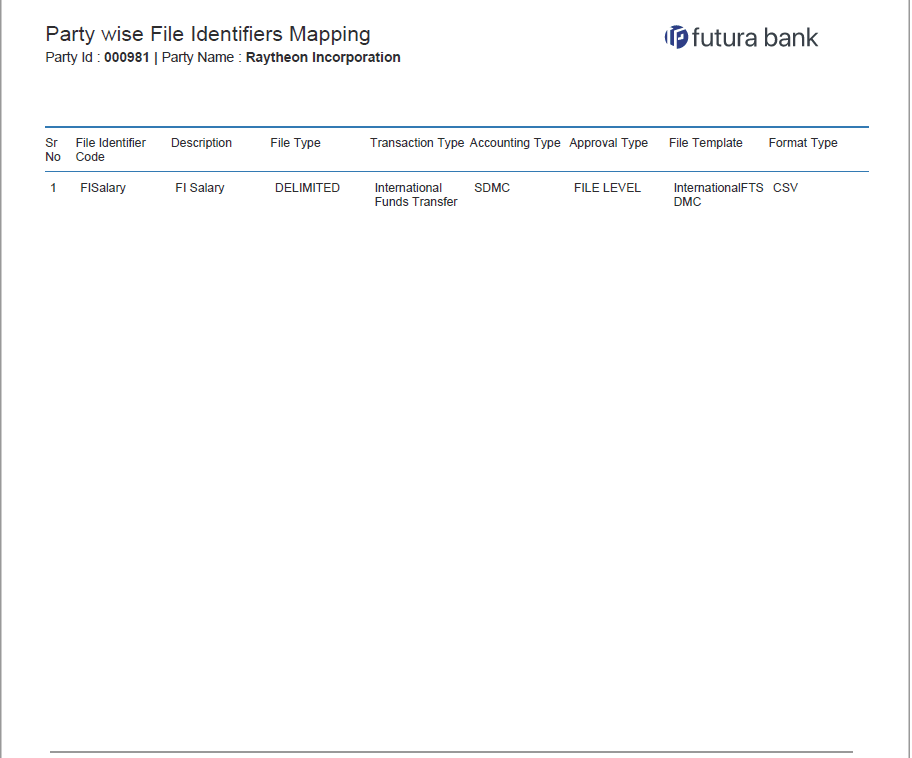 For reference, a specimen of the report generated is given below: