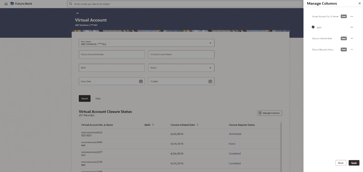 Description of track-virtual-account-closure-manage-columns.png follows