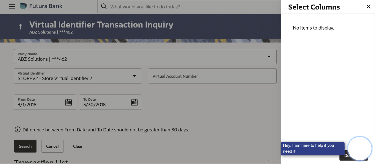 Description of virtual-identifier-transaction-inquiry-select-columns.png follows Description of virtual-identifier-transaction-inquiry-select-columns.png follows