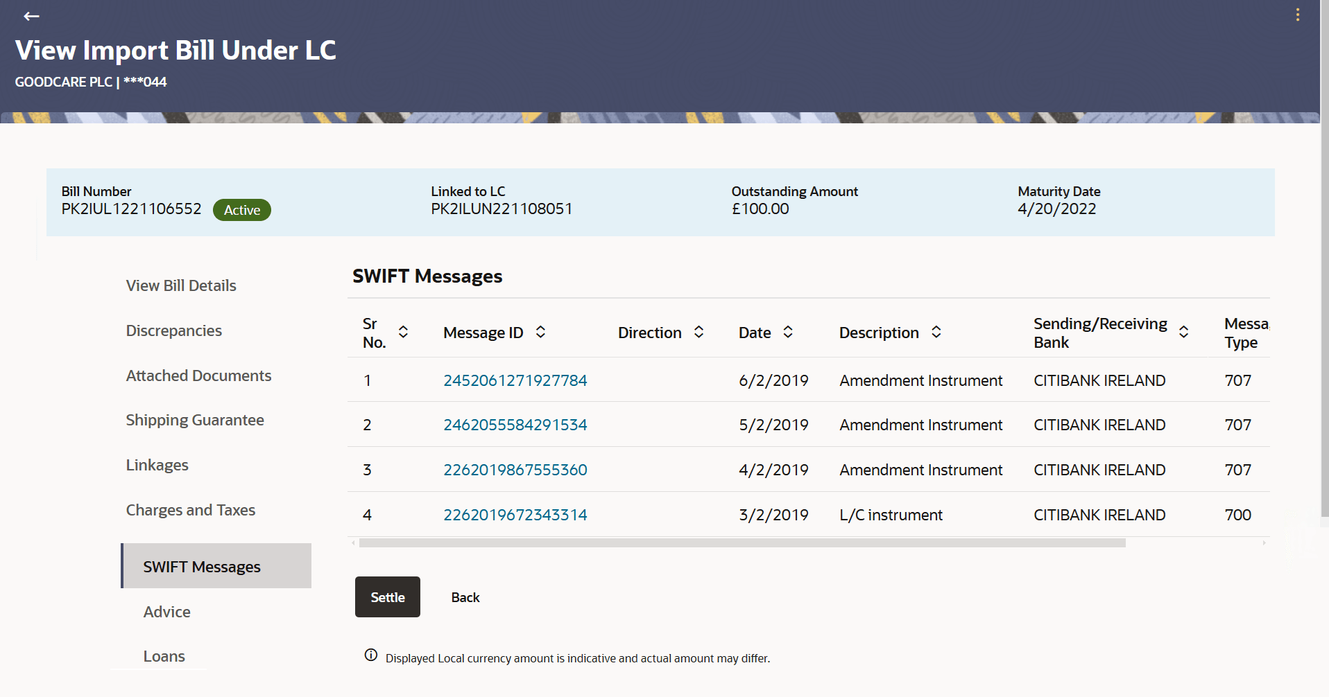 Description of view-import-bill-lc-swift-message.png follows Description of view-import-bill-lc-swift-message.png follows