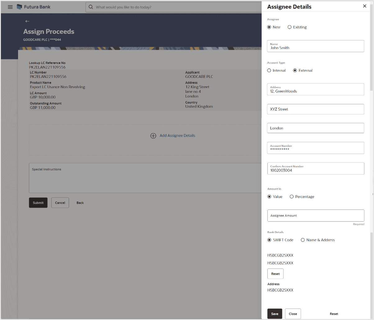 Description of assign-proceeds-add-assignee-details.png follows