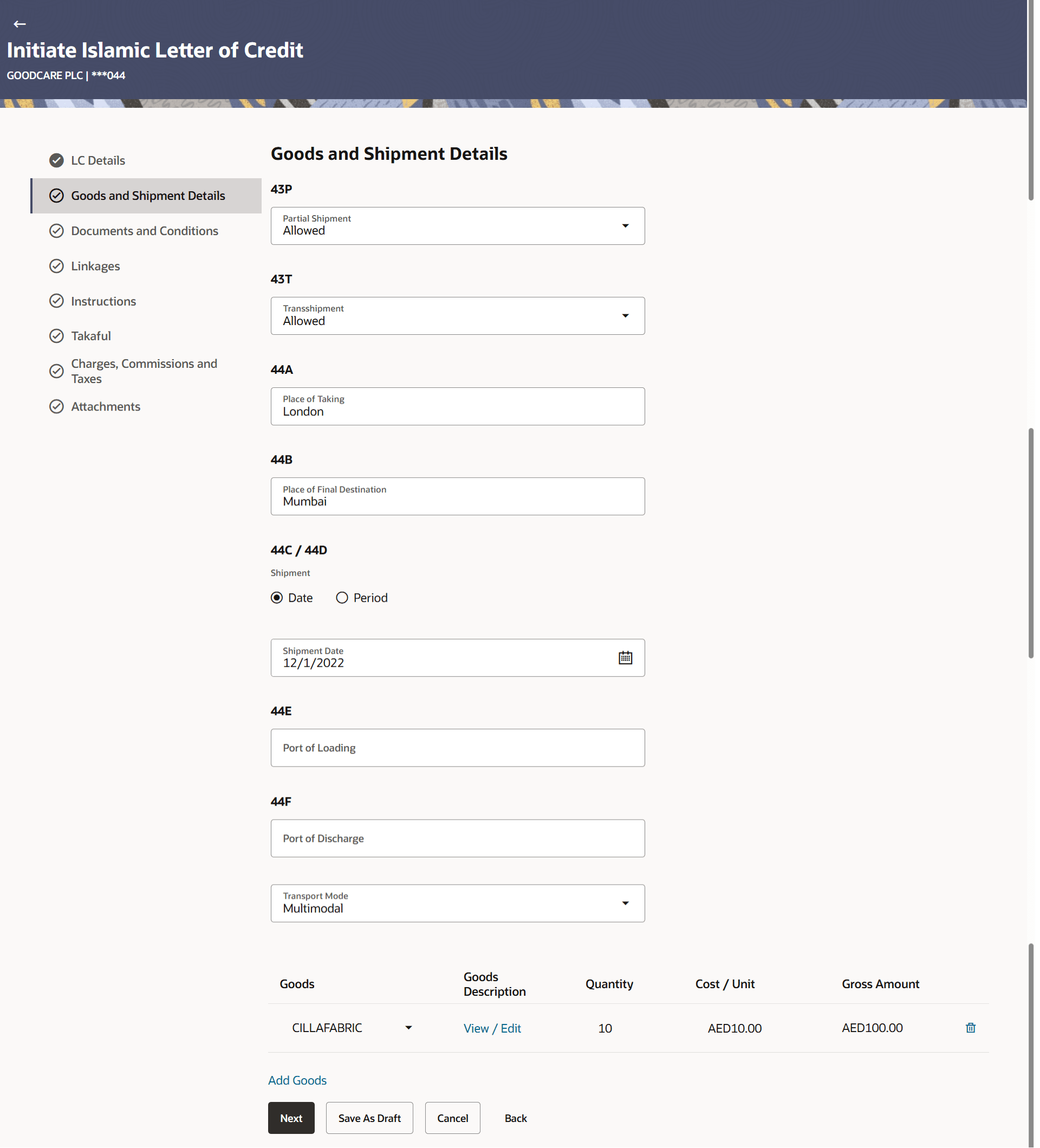 Description of initiate-islamic-letter-credit-goods-and-shipment-details.png follows