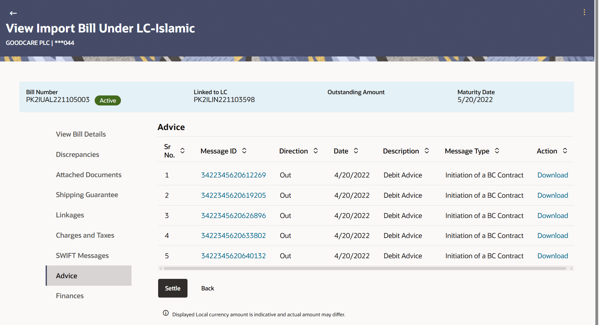Description of view-import-bill-lc-islamic-advice.png follows