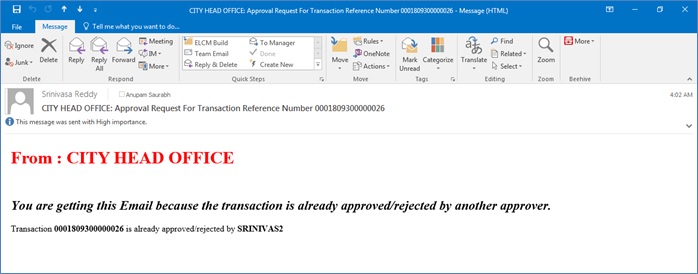 Intimation mail format