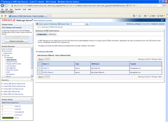 The image shows the Summary of JDBC Data Sources - New Data Source Screen. It displays several fields to specify the Summary of JDBC Data Sources - New Data Source.