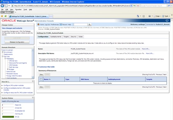The image shows the Settings for FCUBS_SystemModule Screen. It displays several fields to specify the Settings for FCUBS_SystemModule.