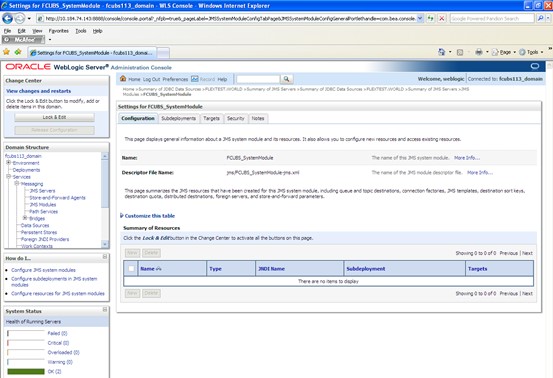 The image shows the Settings for FCUBS_SystemModule Screen. It displays several fields to specify the Settings for FCUBS_SystemModule.
