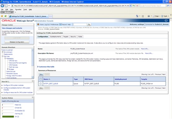 The image shows the Settings for FCUBS_SystemModule Screen. It displays several fields to specify the Settings for FCUBS_SystemModule.