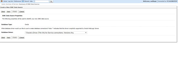 The image shows the Create a New JDBC Data Source. It displays several fields to specify the Create a New of JDBC Data Source.